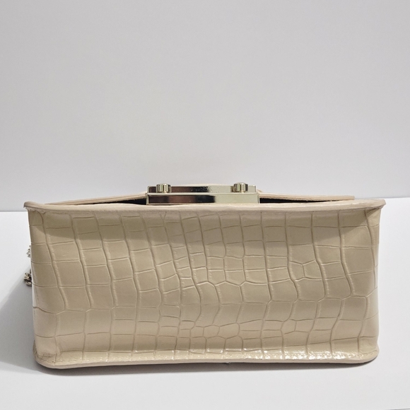 Furla Julia Top Handle Bone Cream Croc Embossed Handbag light gold Leather - Picture 6 of 7